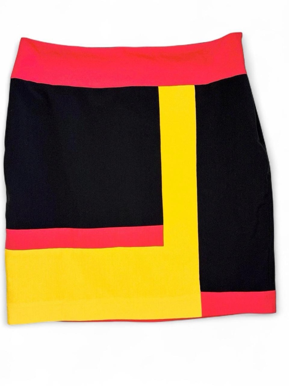 Vintage Worthington Red Yellow Color Block Mini Pencil Skirt
